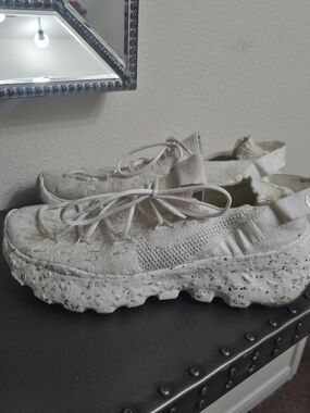 Nike Crater Impact White Knit Platform Sneakers